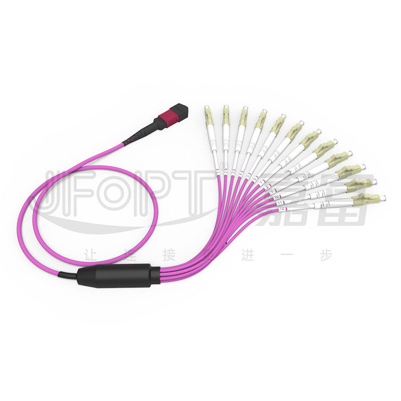 MPO - LC Breakout Patch Cord 2.0mm Fanout LC DX Dengan Clip MM Standard Loss Ferrule