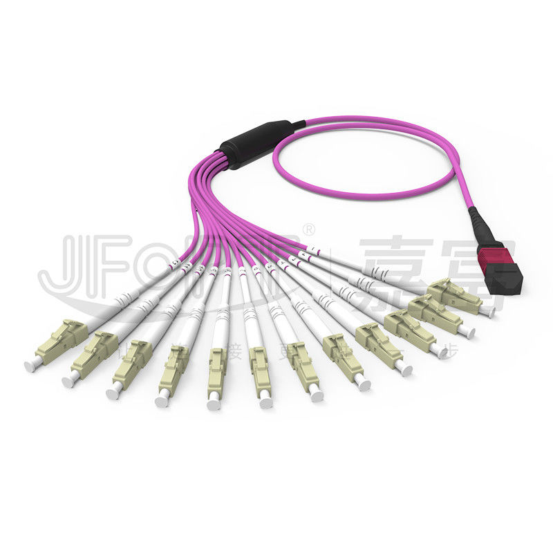 MPO - LC Breakout Patch Cord 2.0mm Fanout LC DX Dengan Clip MM Standard Loss Ferrule