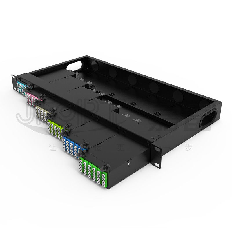 Standar 1U Fiber Patch Panel 19 Inch 144 Cores Dengan Kaset MPO 6PCS MPO-LC 24F