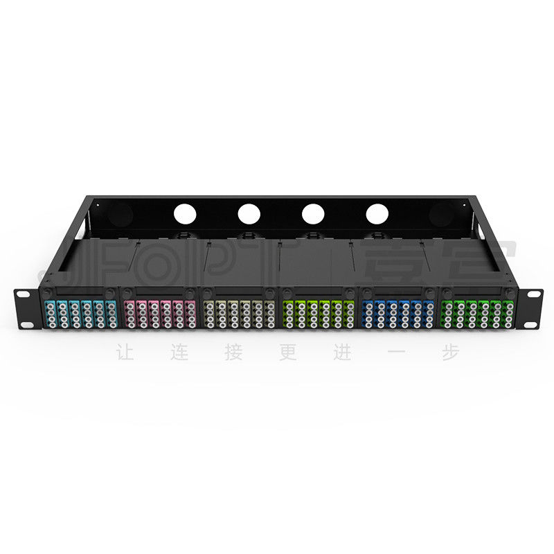 Standar 1U Fiber Patch Panel 19 Inch 144 Cores Dengan Kaset MPO 6PCS MPO-LC 24F