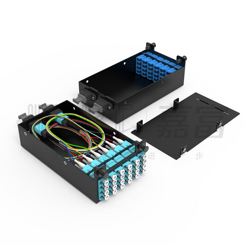 Standar 1U Fiber Patch Panel 19 Inch 144 Cores Dengan Kaset MPO 6PCS MPO-LC 24F