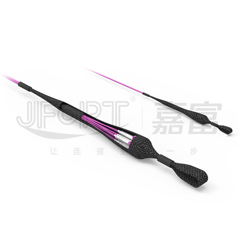 Kabel Mini 12 Inti Kabel Serat Optik Pra Terminasi Dengan Konektor LC UPC Multimode OM4 Violet Cabang 0,5m