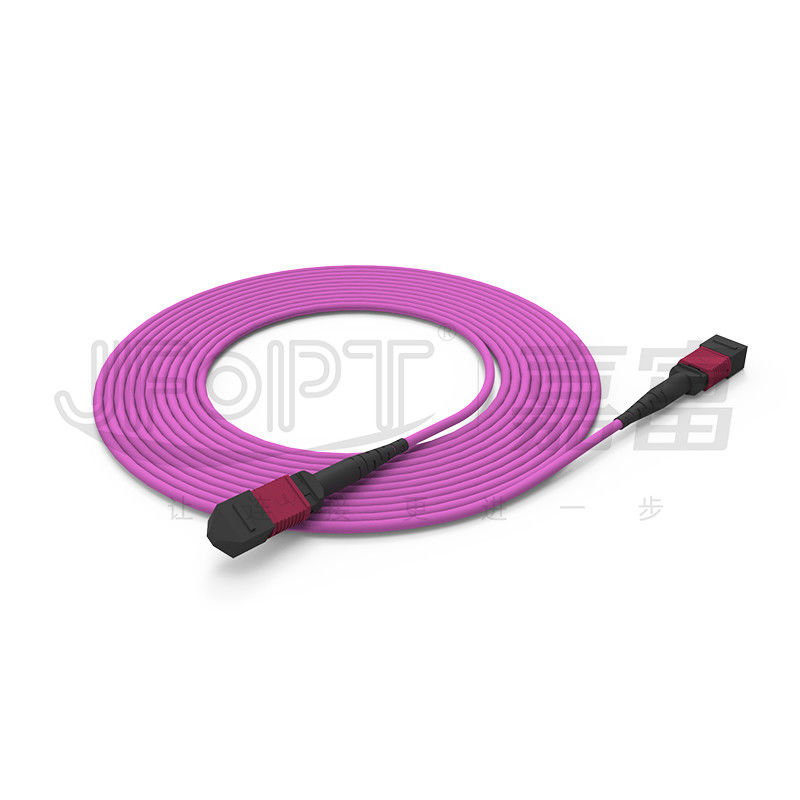Kabel Batang Tabung Tunggal MPO-MPO 12 Cores 2.0mm OM3 OM4 Kabel Serat Violet