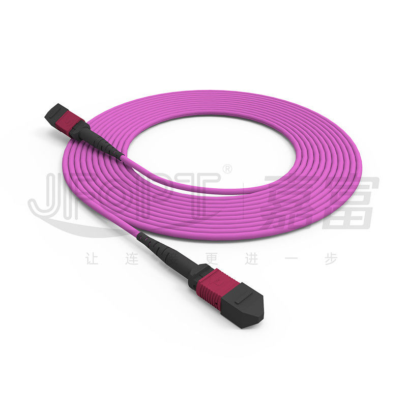 Kabel Batang Tabung Tunggal MPO-MPO 12 Cores 2.0mm OM3 OM4 Kabel Serat Violet