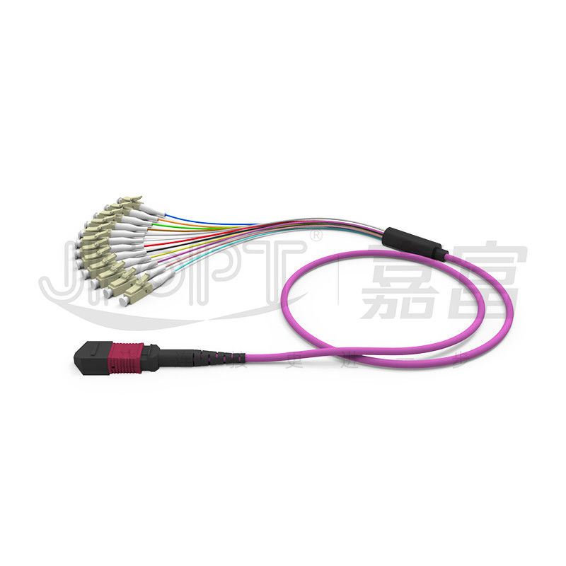 12 Cores MPO Ke LC Breakout Multimode Patch Cord OM1 OM2 OM3 OM4 OM5 0.9mm Cabang
