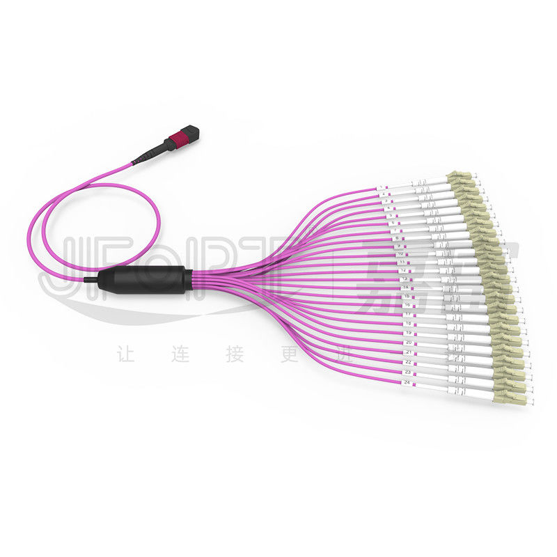 2.0mm LC Cabang MTP Patch Cord MTP-LC 24 Cores 3.0mm OM4 Fiber Patch Cord