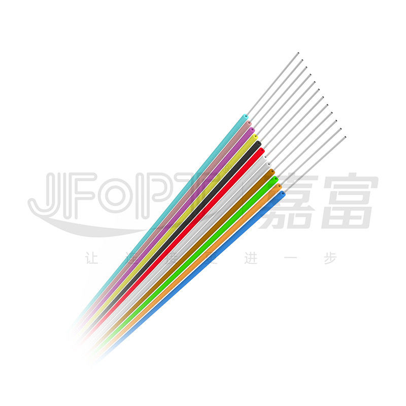 PVC LSZH Hytrel Kabel Serat Optik Dalam Ruangan 0.9mm 0.6mm Serat Penyangga Ketat Single Mode / Multimode
