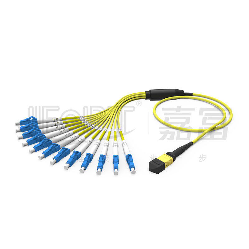 12 Serat Duplex MPO Breakout Cable MPO-LC/SC/FC/ST Multimode 50/125 3.0mm LSZH Aqua