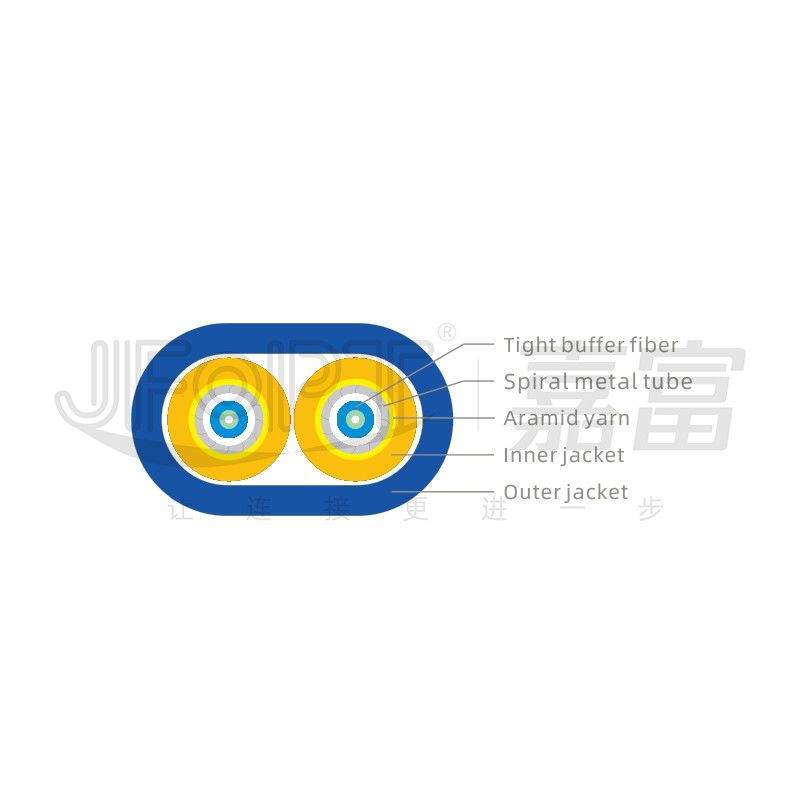 Kabel Serat Optik Dual Core Lapis Baja 3.0mm Sub Kabel Lapis Baja Dengan Tabung Spiral
