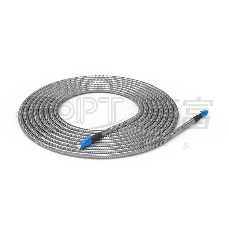 Kabel Serat Optik Lapis Baja Dalam Ruangan 6.0mm Tahan Hancur Kabel Patch Lapis Baja Spiral Eksternal