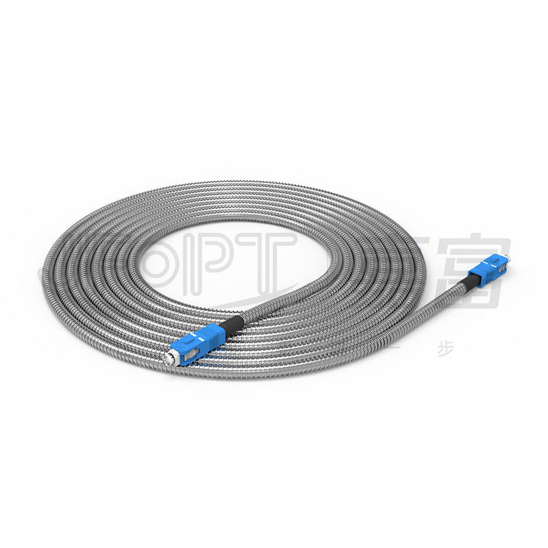 Kabel Serat Optik Lapis Baja Dalam Ruangan 6.0mm Tahan Hancur Kabel Patch Lapis Baja Spiral Eksternal