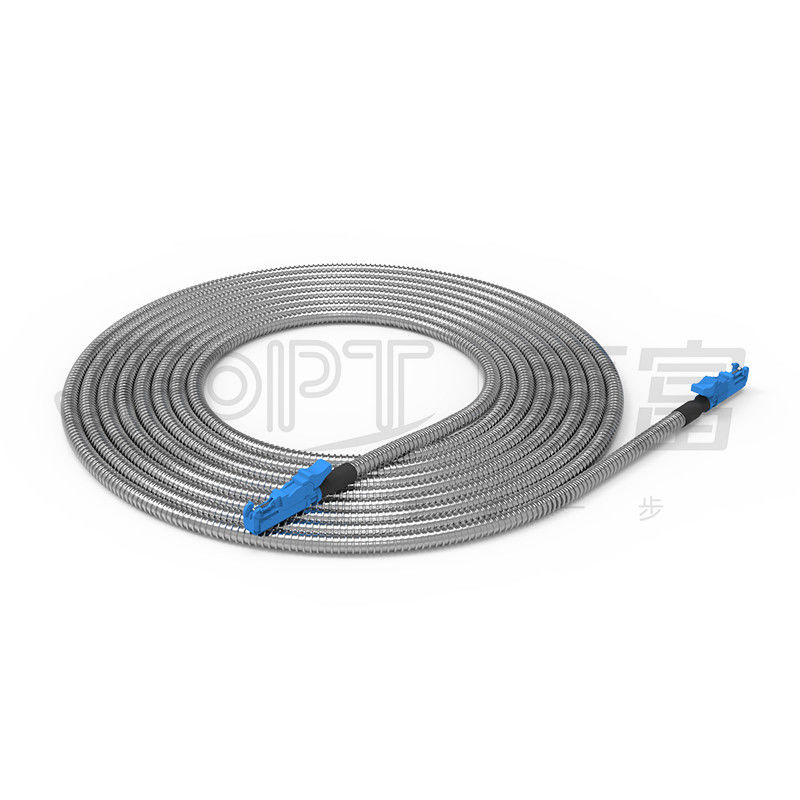 Kabel Serat Optik Lapis Baja Dalam Ruangan 6.0mm Tahan Hancur Kabel Patch Lapis Baja Spiral Eksternal