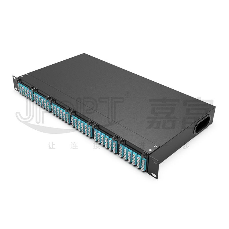 Rack Mount Fiber Patch Panel 6pcs Kaset MPO Dengan 1pc 24 Cores Atau 2pcs 12 Cores Kabel MPO-LC