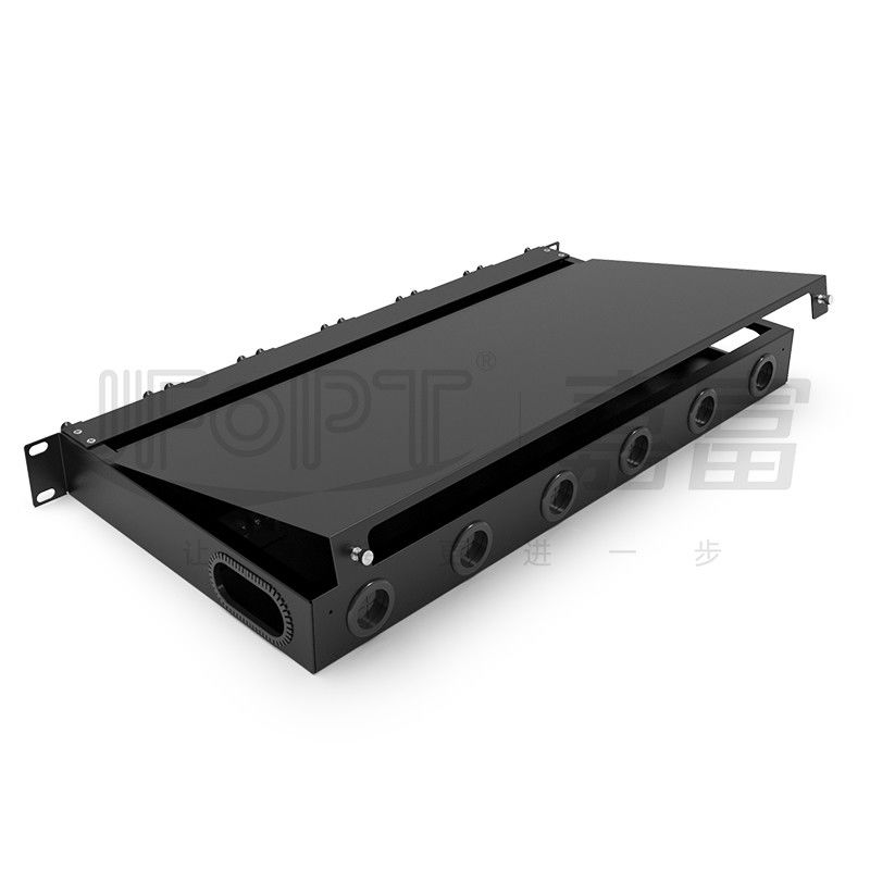 Rack Mount Fiber Patch Panel 6pcs Kaset MPO Dengan 1pc 24 Cores Atau 2pcs 12 Cores Kabel MPO-LC