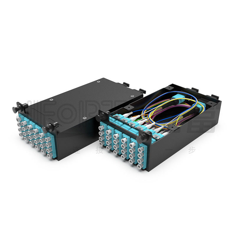 Rack Mount Fiber Patch Panel 6pcs Kaset MPO Dengan 1pc 24 Cores Atau 2pcs 12 Cores Kabel MPO-LC