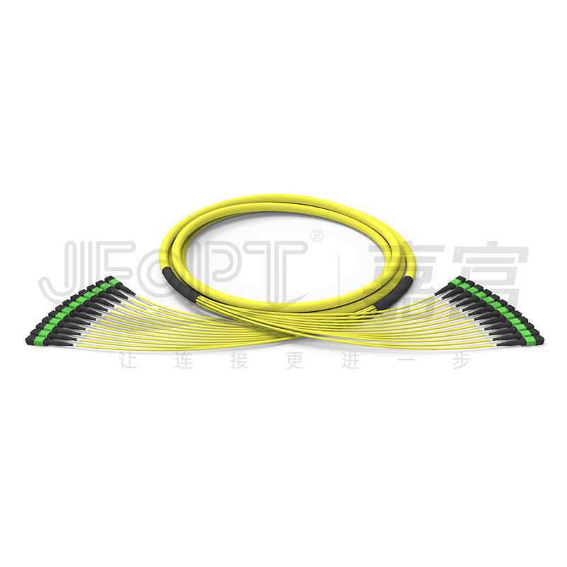 Kabel Batang MPO 144 Inti 12 Unit Konektor MPO 24 Cabang Tidak Rata