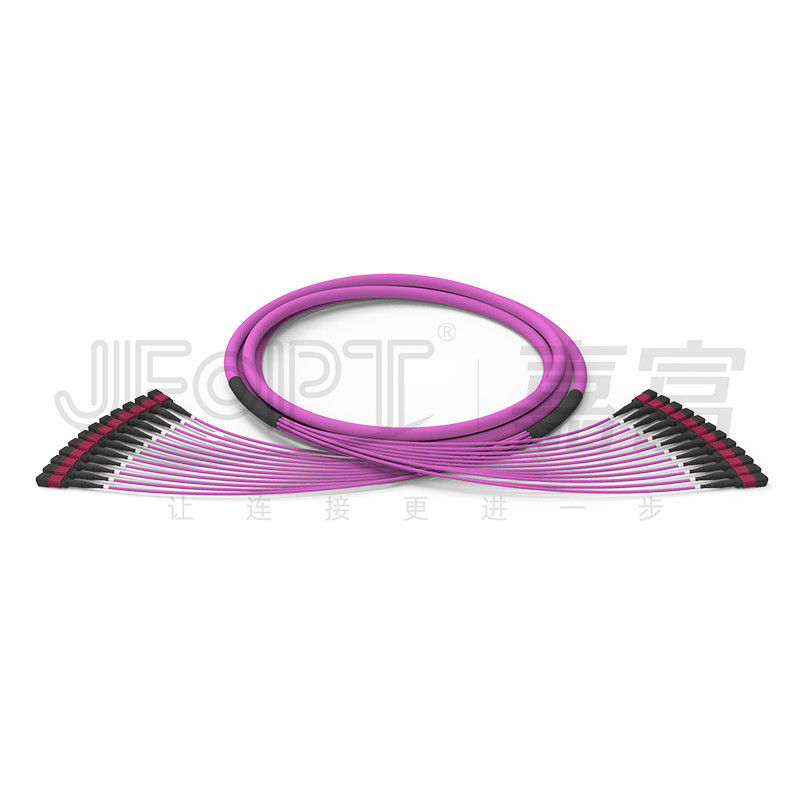 Kabel Batang MPO 144 Inti 12 Unit Konektor MPO 24 Cabang Tidak Rata