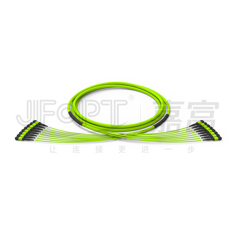 96 Inti 12 Serat MPO Fiber Jumper 8 Unit OM5 50/125 Multimode Bandwidth Tinggi