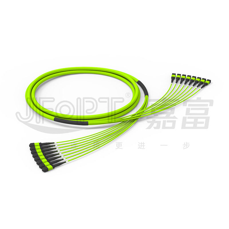 96 Inti 12 Serat MPO Fiber Jumper 8 Unit OM5 50/125 Multimode Bandwidth Tinggi
