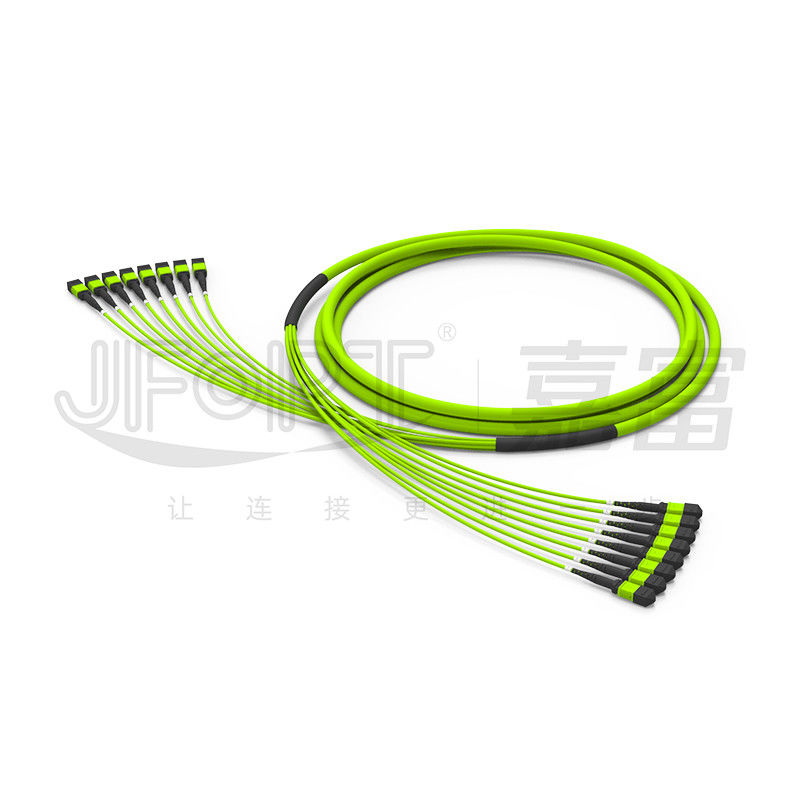 96 Inti 12 Serat MPO Fiber Jumper 8 Unit OM5 50/125 Multimode Bandwidth Tinggi
