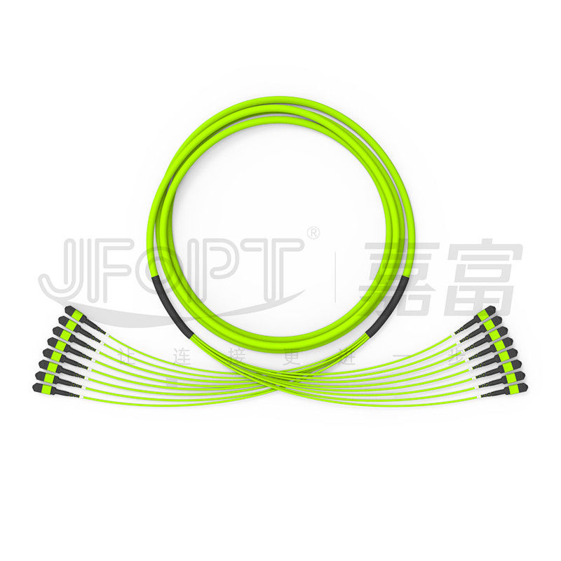 96 Inti 12 Serat MPO Fiber Jumper 8 Unit OM5 50/125 Multimode Bandwidth Tinggi