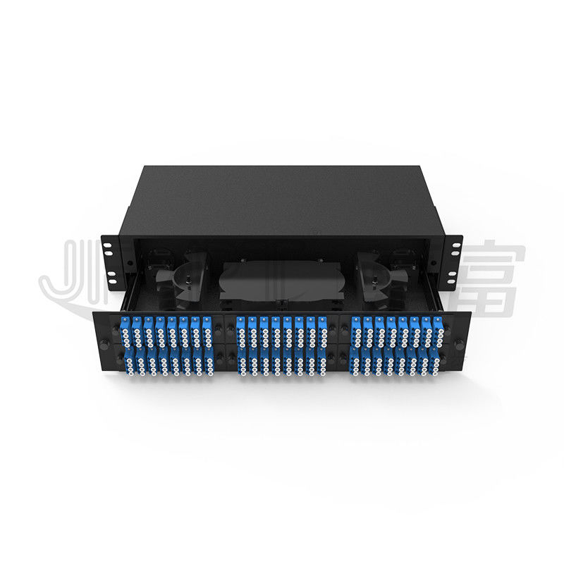2U Sliding Rack Mount Fiber Patch Panel LC QX 196 Serat Baki Penyambungan Fusion Ultra Tipis