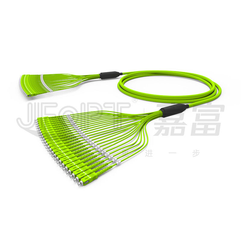 Kabel Serat Optik Bundel Pra Terminasi 24 Inti Multimode OM5 Jaket PVC 0,5m Bercabang Dengan SC / APC