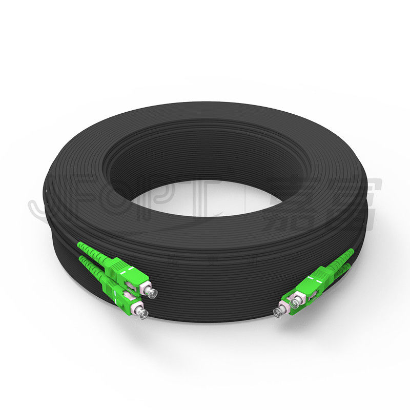 Kabel serat optik bertulang ketat yang didukung sendiri dengan FRP SC-SC Single Core G657A1/A2