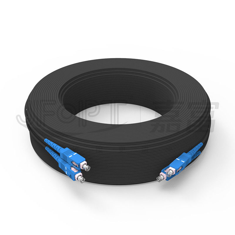 Kabel serat optik bertulang ketat yang didukung sendiri dengan FRP SC-SC Single Core G657A1/A2