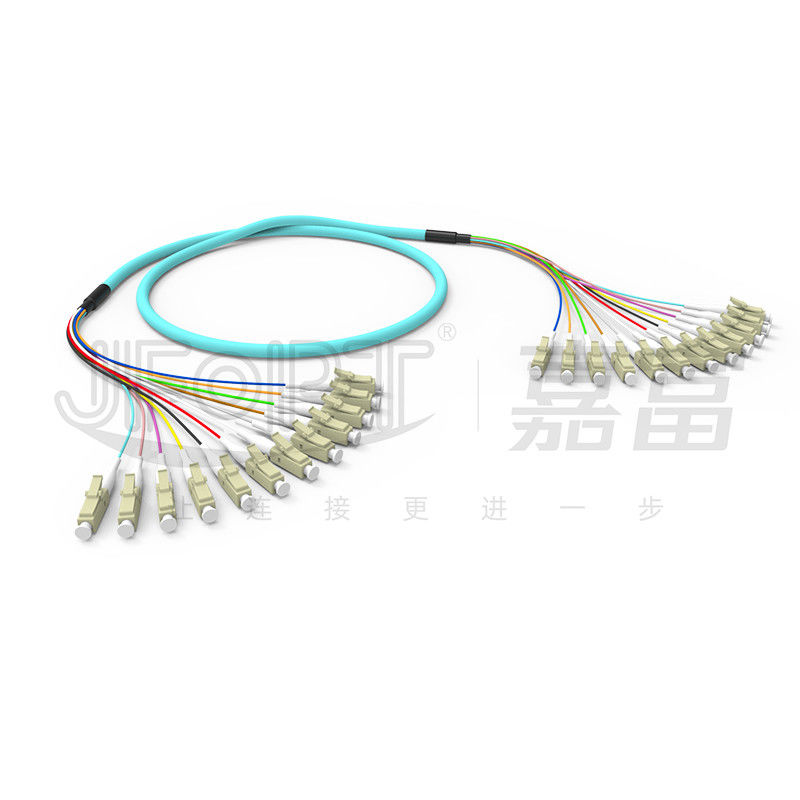 10 Gigabit Ribbon Branch Multimode Patch Cord 2-24 Inti OM3/OM4 Aqua LSZH Cabang 2.0/3.0mm