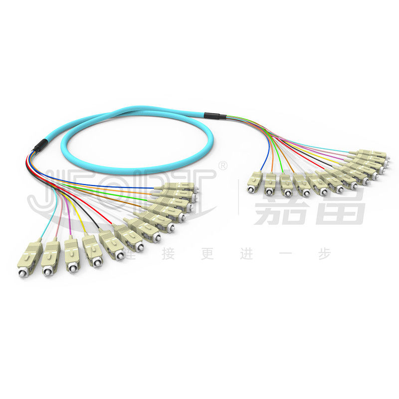 10 Gigabit Ribbon Branch Multimode Patch Cord 2-24 Inti OM3/OM4 Aqua LSZH Cabang 2.0/3.0mm