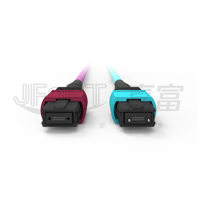 Multimode OM4 MPO 24-Core ke LC Fiber Cable LSZH untuk Pusat Data Densitas Tinggi