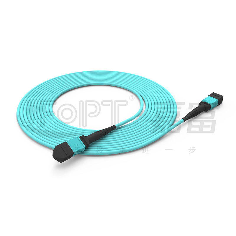 MPO Conccetor Return Loss ≥20dB MM OM3/OM4 MPO-MPO Patch Cord untuk Komunikasi Serat Optik