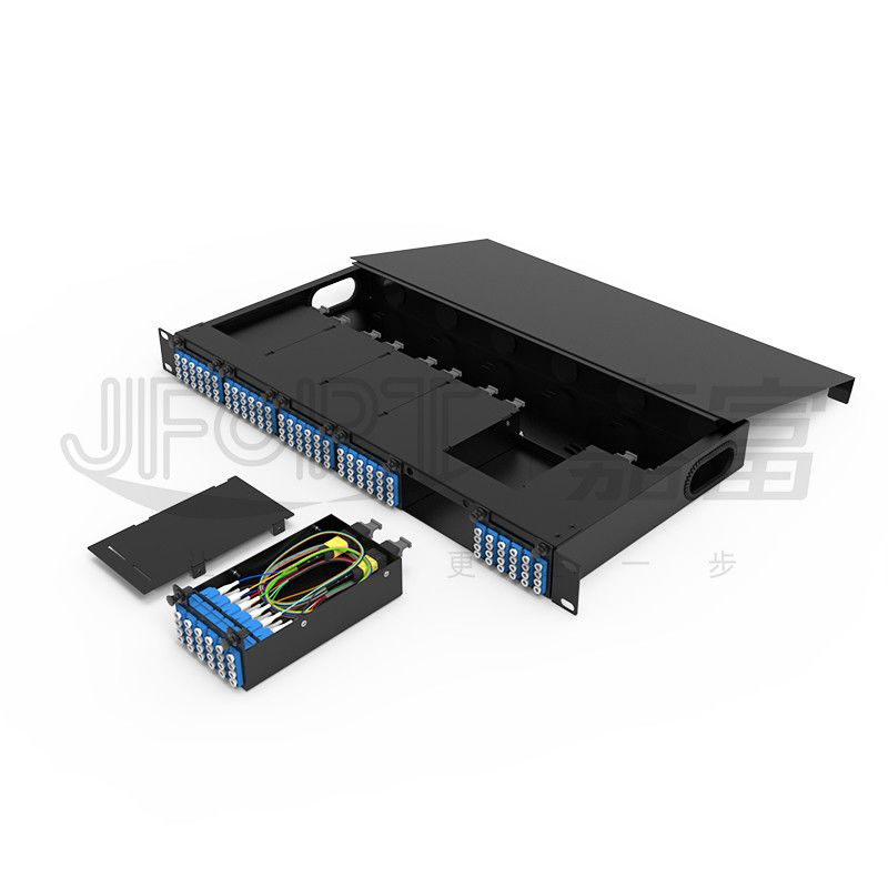 1U MPO-LC G657A1 144 Core Density High Density Junction Box dengan LC Adapter Cold Rolled Steel Chassis