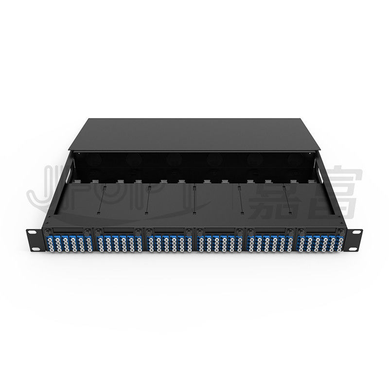 1U MPO-LC G657A1 144 Core Density High Density Junction Box dengan LC Adapter Cold Rolled Steel Chassis