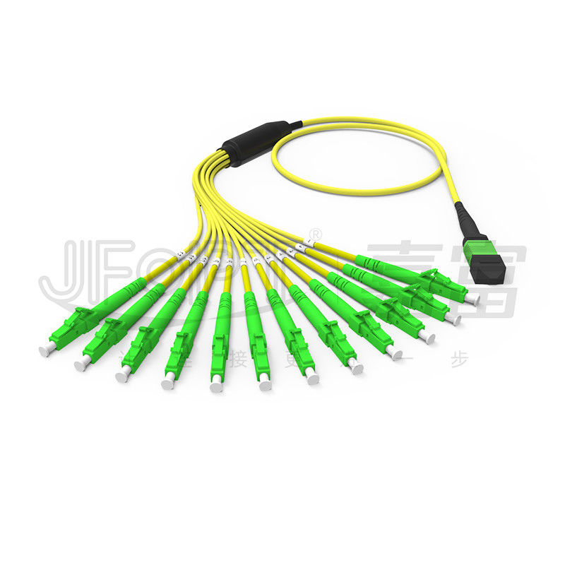 LSZH Outer Jacket MPO LC Breakout Cable OS2 G657A1/ A2 Fiber Type A Polaritas 3M MPO 12 Core Fiber Connector Patch Cord