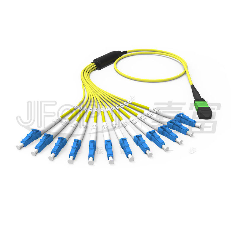 LSZH Outer Jacket MPO LC Breakout Cable OS2 G657A1/ A2 Fiber Type A Polaritas 3M MPO 12 Core Fiber Connector Patch Cord