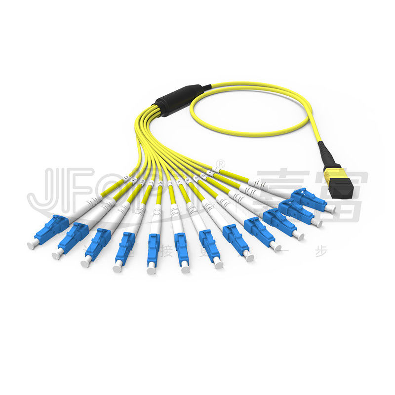LSZH Outer Jacket MPO LC Breakout Cable OS2 G657A1/ A2 Fiber Type A Polaritas 3M MPO 12 Core Fiber Connector Patch Cord