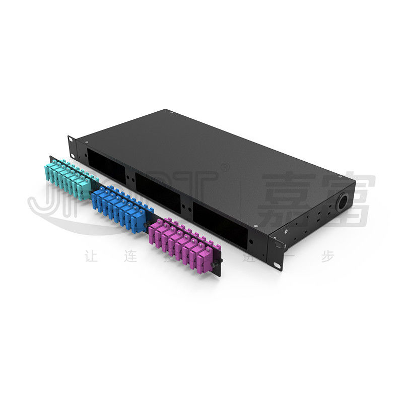 Kapasitas 1U Fixed Patch Panel 12/24/48 Fiber Rack Mount Patch Panel Optonal Adaptor LC/SC/FC/ST