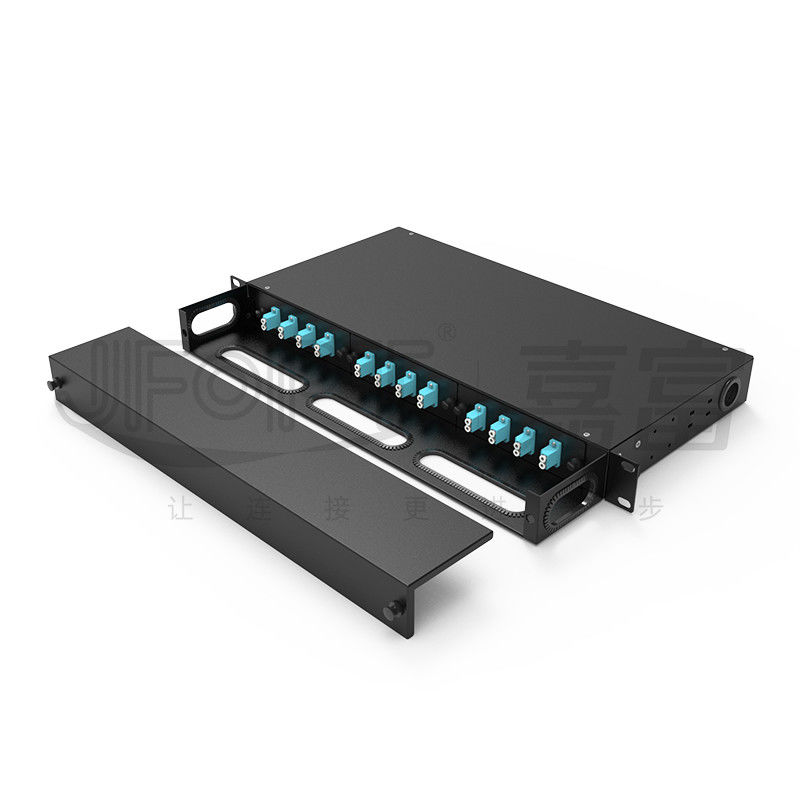 Panel Patch Serat Baja Gulung Dingin 24 Serat Kapasitas 19-Inch Rack Mount dengan 12/24 Slot Tray SC/LC/FC/ST ODF tetap