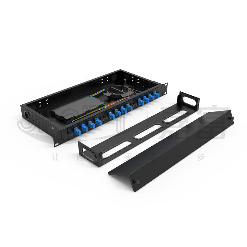 Panel Patch Serat Baja Gulung Dingin 24 Serat Kapasitas 19-Inch Rack Mount dengan 12/24 Slot Tray SC/LC/FC/ST ODF tetap