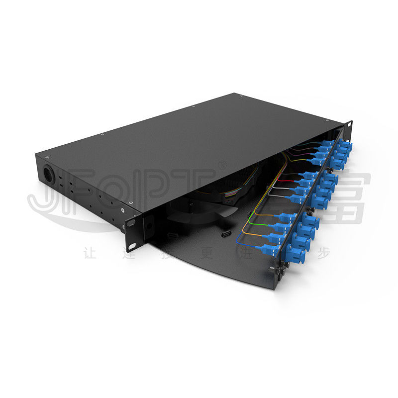 FTTZ FTTB 1U Rotating Design Fusion Splice Tray 12/24/48/96 Inti Panel Fiber Patch Cold Rolled Steel Rack Mount Cabinet